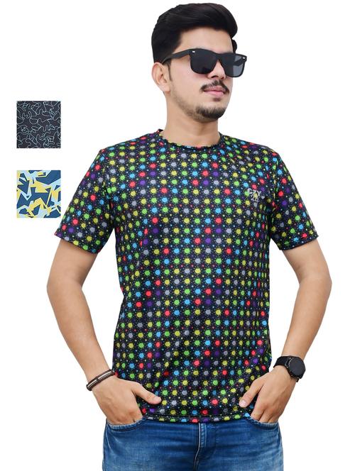 round neck printed t-shirt combo - 19958172 - Very Small Image - 1