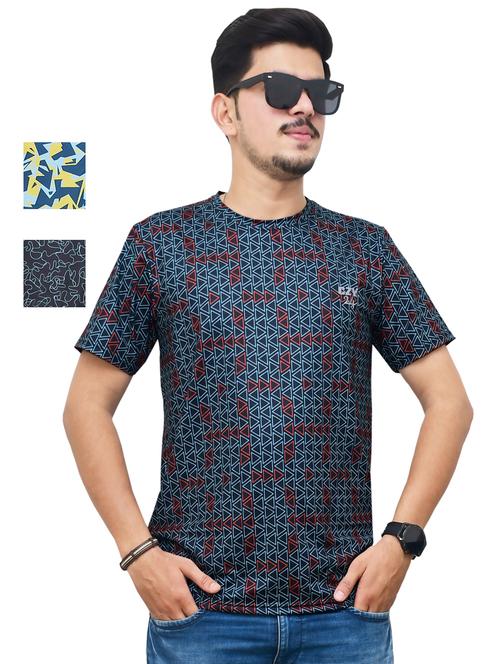 round neck printed t-shirt combo - 19958179 - Very Small Image - 1