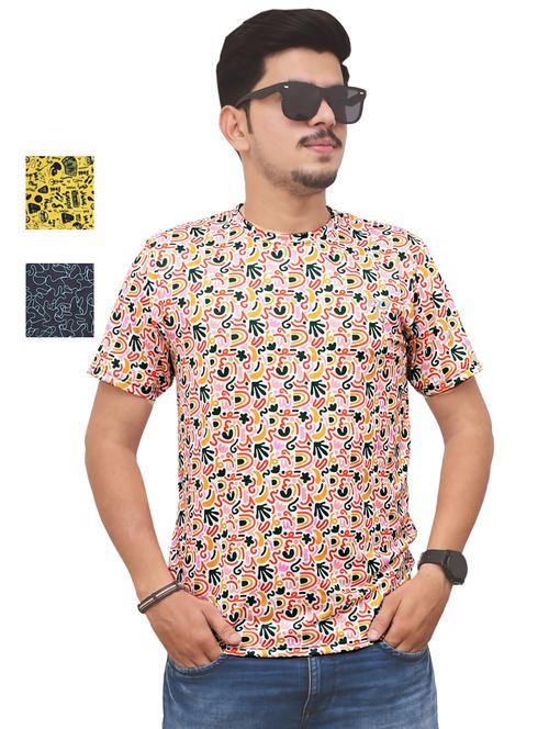 round neck printed t-shirt combo - 19958180 - Very Small Image - 1