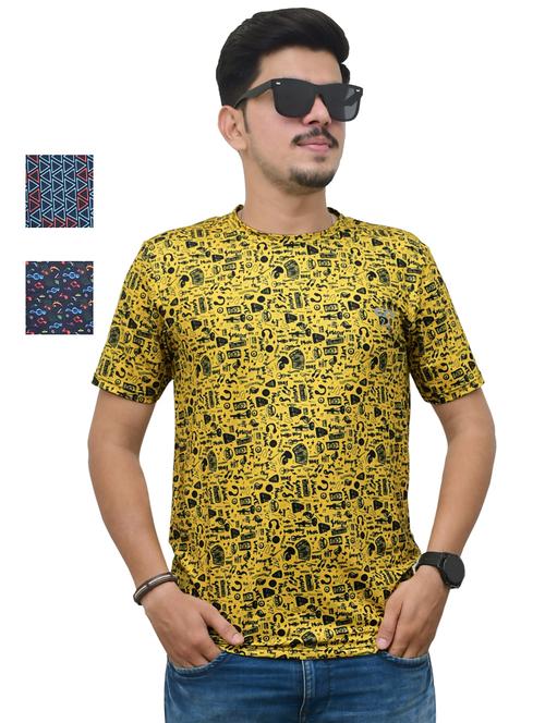 round neck printed t-shirt combo - 19958194 - Very Small Image - 1