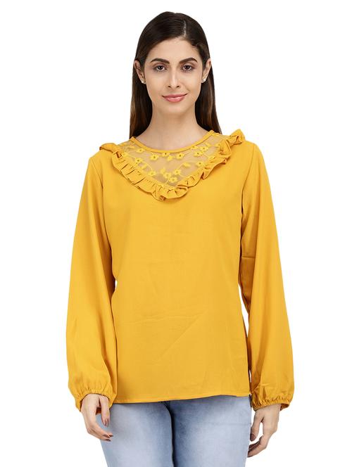 women gold round neck top - 19958708 - Very Small Image - 1