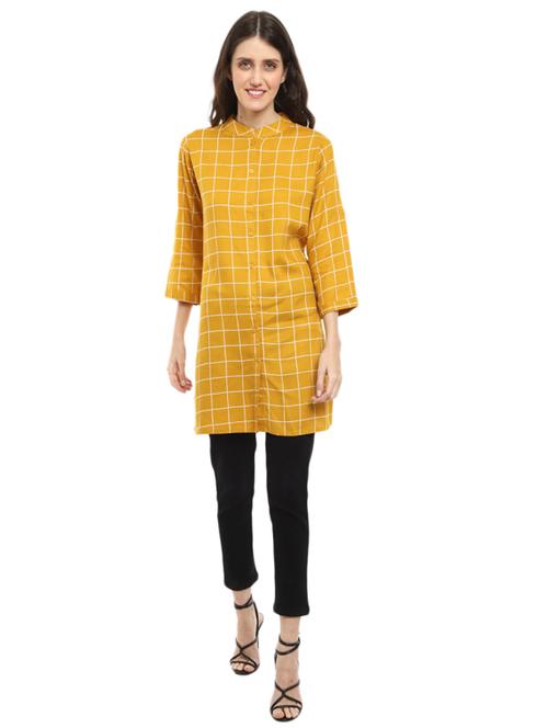 yellow mandarin neck straight kurta - 19958731 - Very Small Image - 1