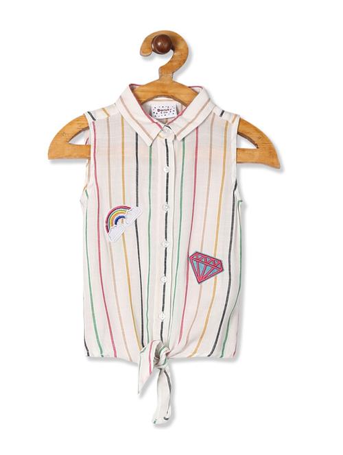 white striped shirt neck top - 19959069 - Very Small Image - 1