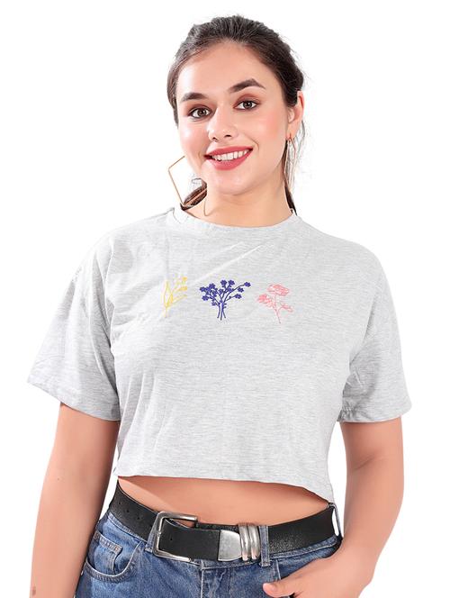 women's chest print round neck t-shirt - 19959326 - Very Small Image - 1