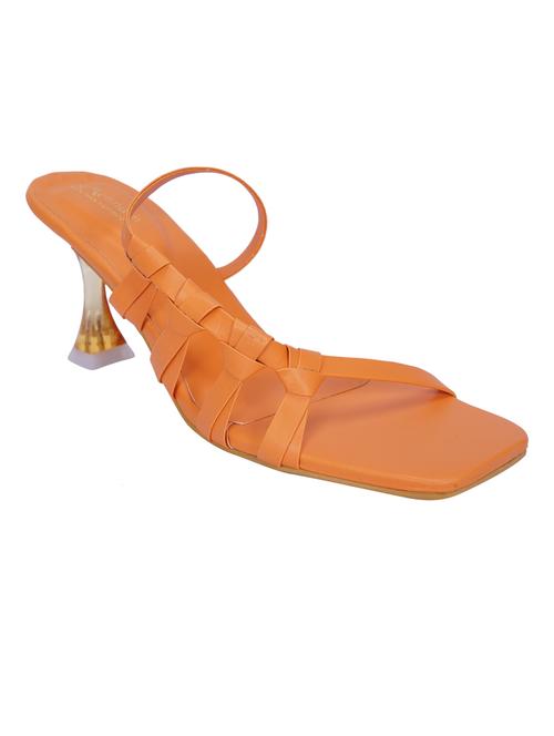 orange solid slip on stiletto heel sandal - 19959364 - Very Small Image - 1