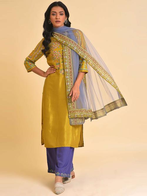 lace border plain dupatta - 19959557 - Very Small Image - 1