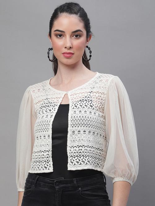 white cotton blend shrug - 19959892 - Very Small Image - 1
