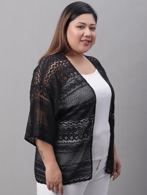 women self design three quarter sleeve shrugs - 19959927 - Very Small Image - 1