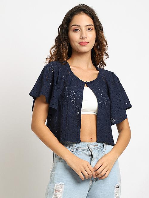 blue cotton blend shrug - 19960058 - Very Small Image - 1