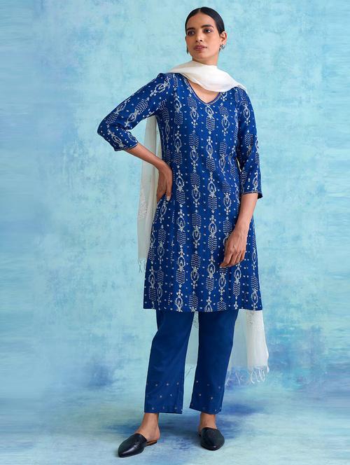dabu printed straight kurta - 19960139 - Very Small Image - 1
