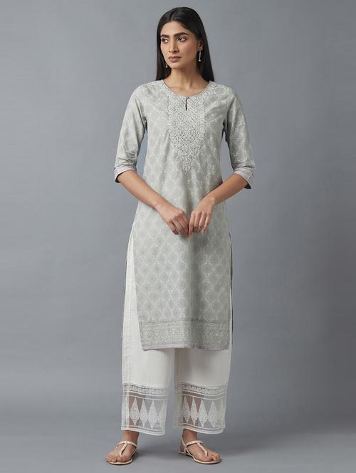 embroidered kurta palazzo set - 19960336 - Very Small Image - 1