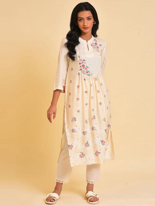 floral embroidered kurta pant set - 19960380 - Very Small Image - 1