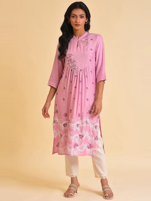 floral embroidered kurta pant set - 19960381 - Very Small Image - 1