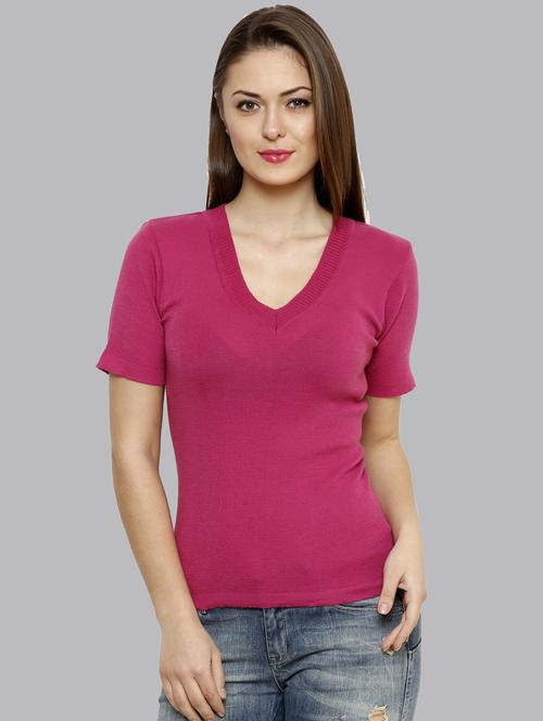 women's straight v neck top - 19960481 - Very Small Image - 1