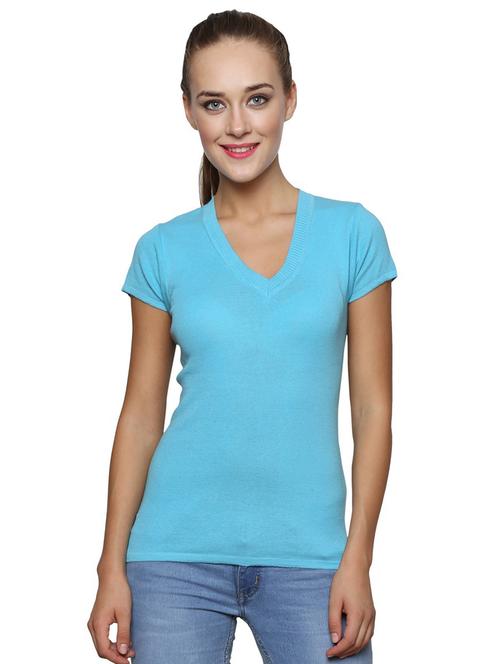 women's straight v neck top - 19960516 - Very Small Image - 1