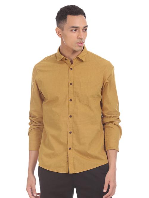 yellow cotton casual shirt - 19961181 - Very Small Image - 1