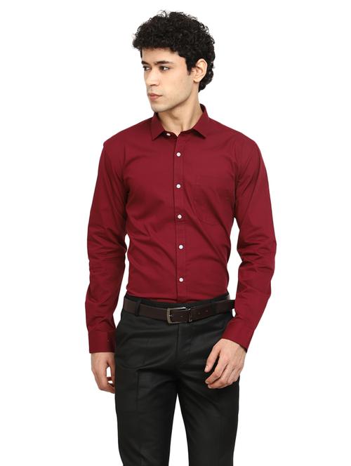 red cotton formal shirt - 19961435 - Very Small Image - 1