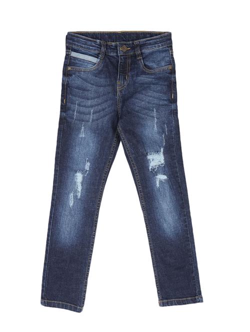dark blue distressed washed regular fit jean - 19962485 - Very Small Image - 1