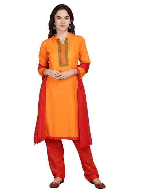 orange solid kurta salwar set - 19962866 - Very Small Image - 1