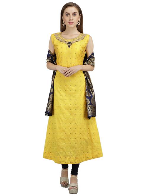 yellow solid kurta legging set - 19962867 - Very Small Image - 1