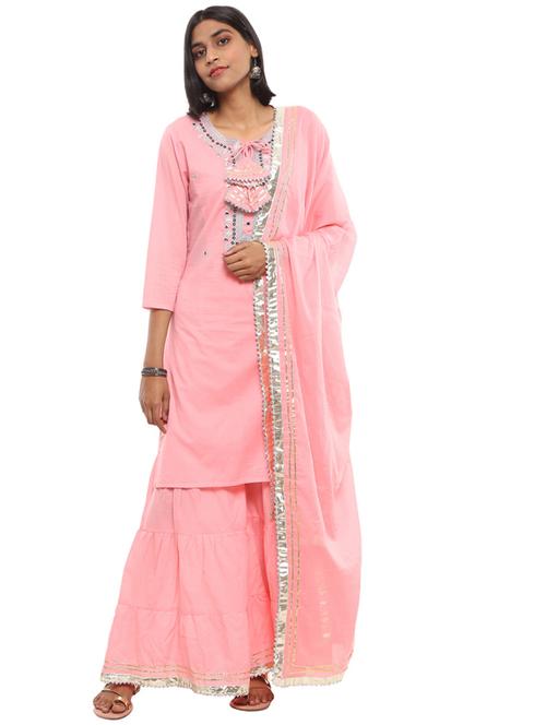pink solid kurta sharara set - 19962882 - Very Small Image - 1