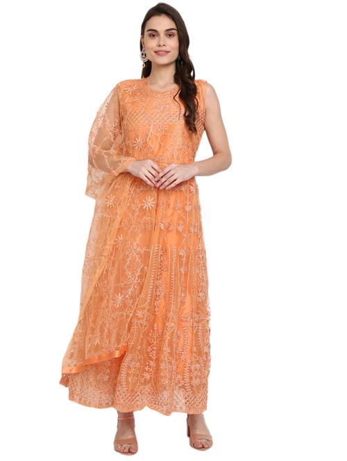 orange embroidered kurta churidaar set - 19962896 - Very Small Image - 1