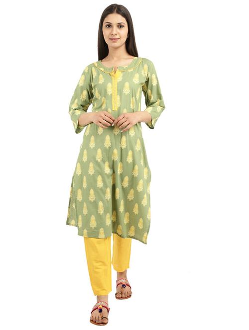 green printed kurta palazzo set - 19962910 - Very Small Image - 1