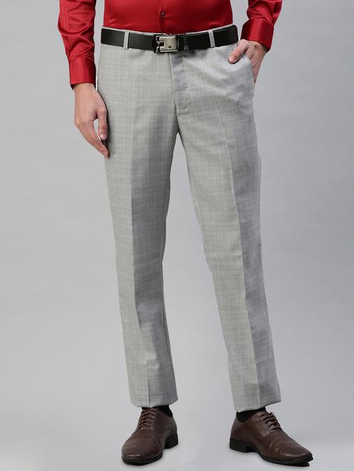 mid rise checkered flat front formal trouser - 19963253 - Very Small Image - 1