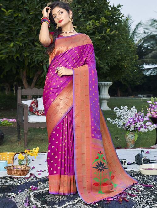women's self design purple colored saree - 19963362 - Very Small Image - 1