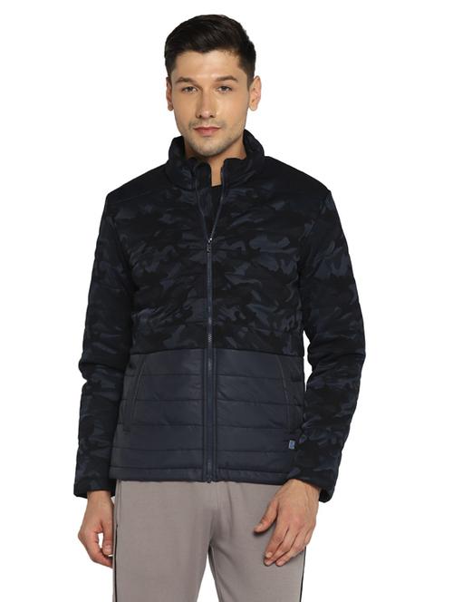 blue printed long sleeve bomber jacket - 19963792 - Very Small Image - 1