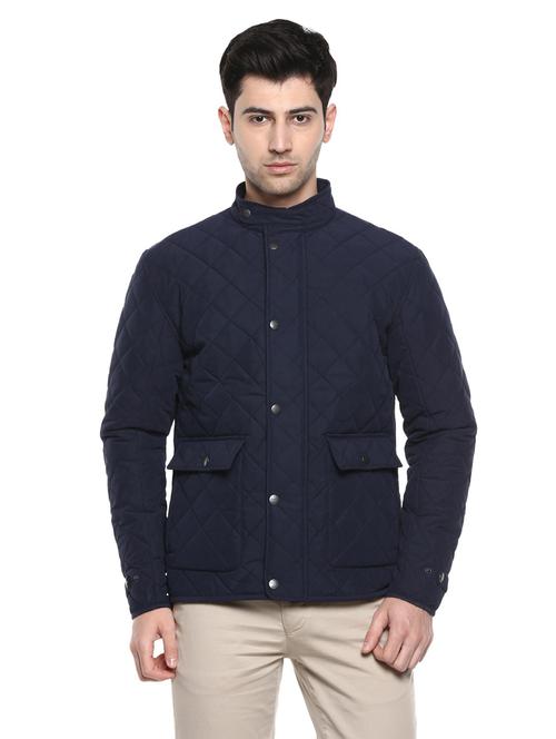 blue solid long sleeve bomber jacket - 19963813 - Very Small Image - 1