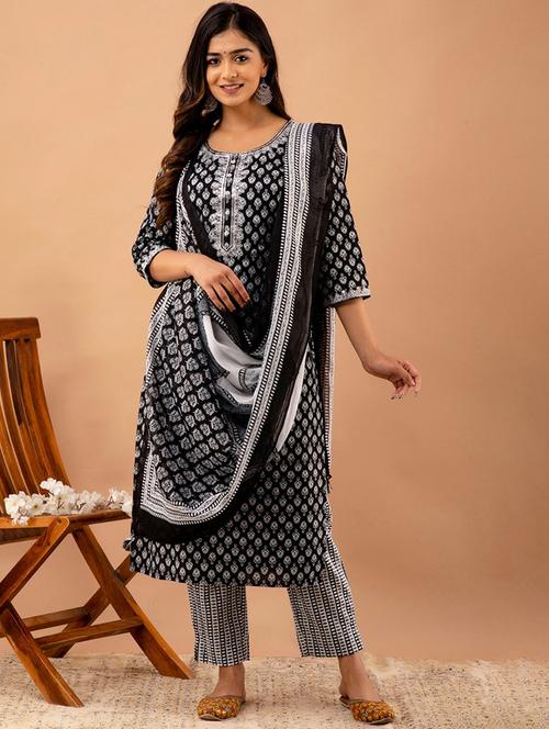 printed kurta pant with dupatta - 19964192 - Very Small Image - 1