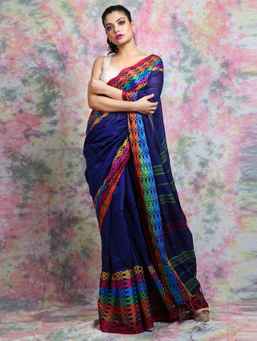 blue cotton saree - 19968104 - Very Small Image - 1