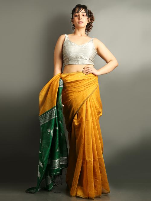 yellow cotton blend saree - 19968136 - Very Small Image - 1