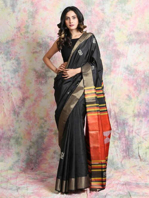 black self design woven saree - 19968428 - Very Small Image - 1