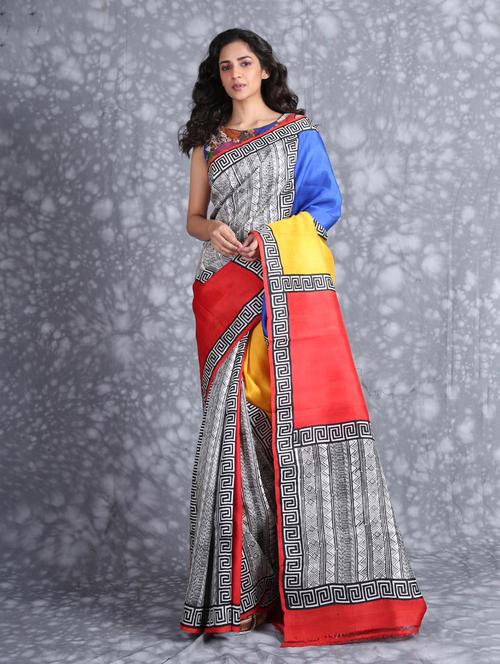 printed woven saree - 19968440 - Very Small Image - 1
