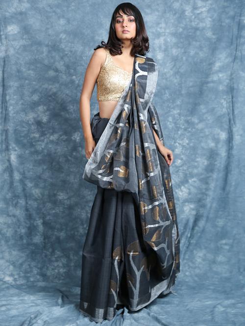 self design woven saree with blouse - 19968610 - Very Small Image - 1
