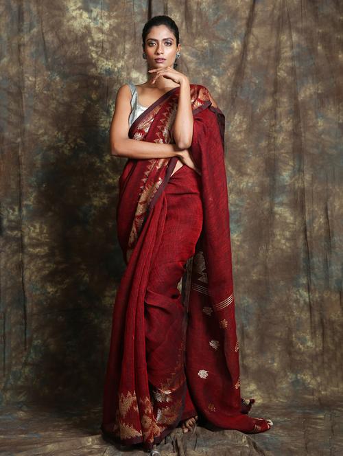 self design woven saree with blouse - 19968716 - Very Small Image - 1