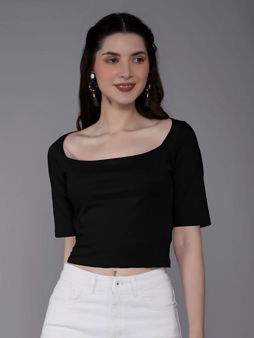 women's crop boat neck top - 19969024 - Very Small Image - 1