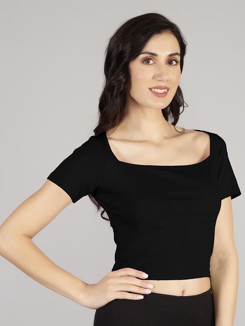 women's crop square neck top - 19969055 - Very Small Image - 1