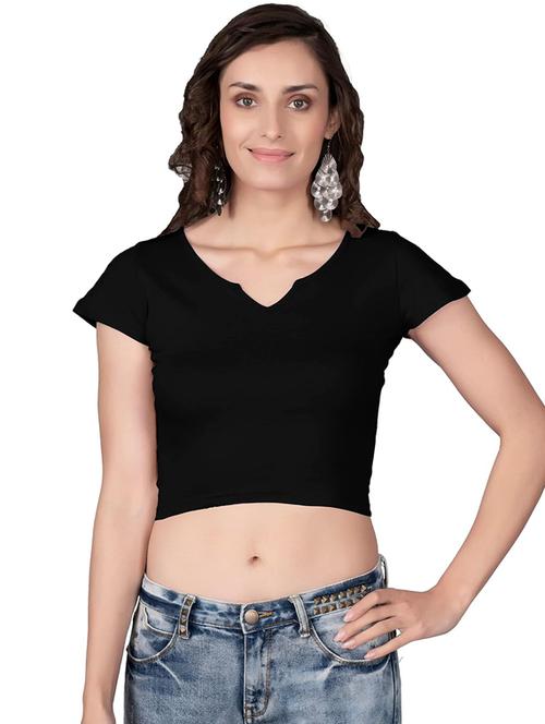 women solid notch neck crop top - 19969075 - Very Small Image - 1