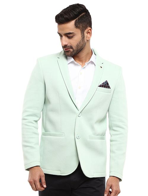 green solid single breasted casual blazer - 19969220 - Very Small Image - 1