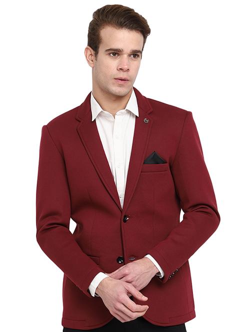 red solid notched lapel collar blazer - 19969249 - Very Small Image - 1