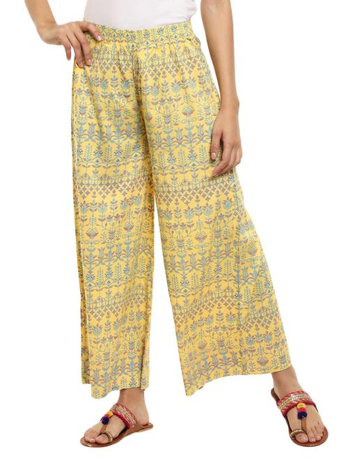 yellow printed straight palazzo - 19970210 - Very Small Image - 1