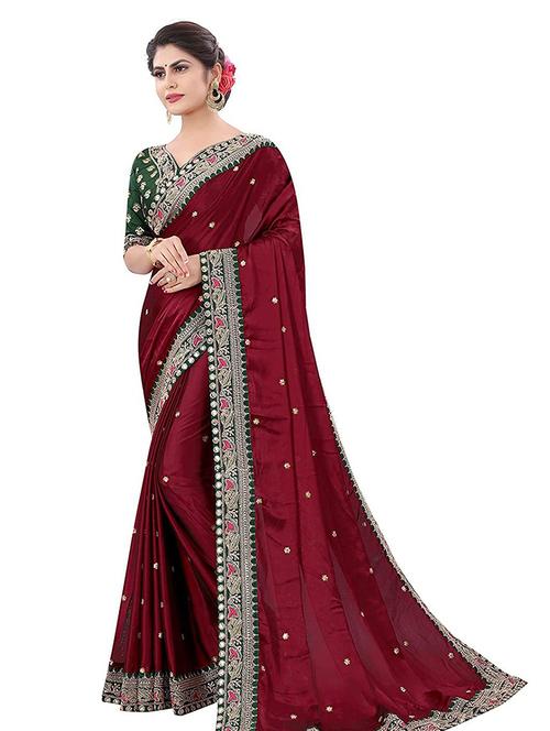 embroidered bordered saree - 19970552 - Very Small Image - 1