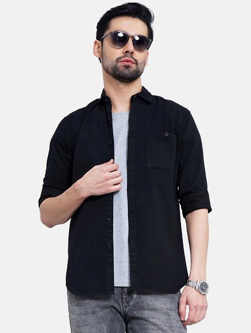 mens solid casual shirt - 19970665 - Very Small Image - 1