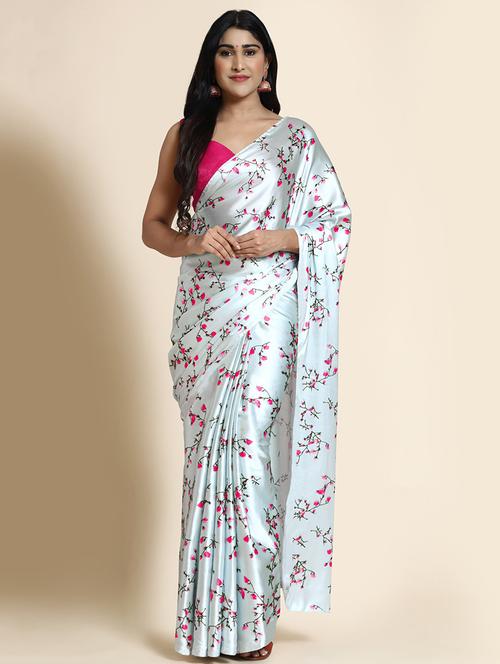floral printed saree with blouse - 19972151 - Very Small Image - 1