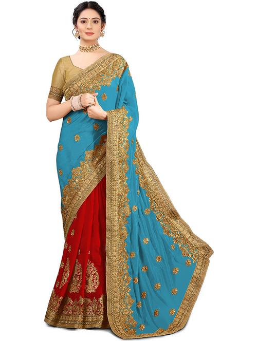 self design embroidered saree with blouse - 19972155 - Very Small Image - 1