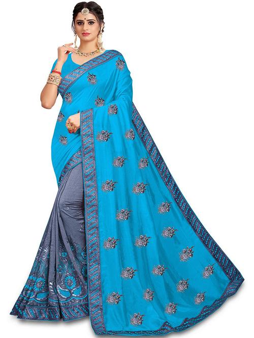 self design embroidered saree with blouse - 19972166 - Very Small Image - 1