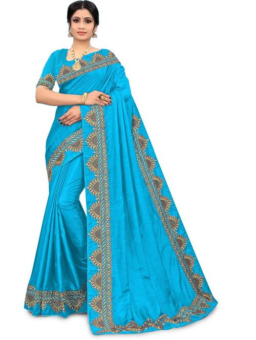 self design embroidered saree with blouse - 19972172 - Very Small Image - 1